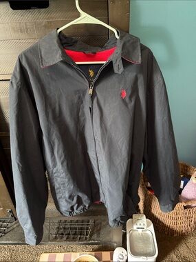 Polo by Ralph Lauren Black Bomber Jacket with Red Logo